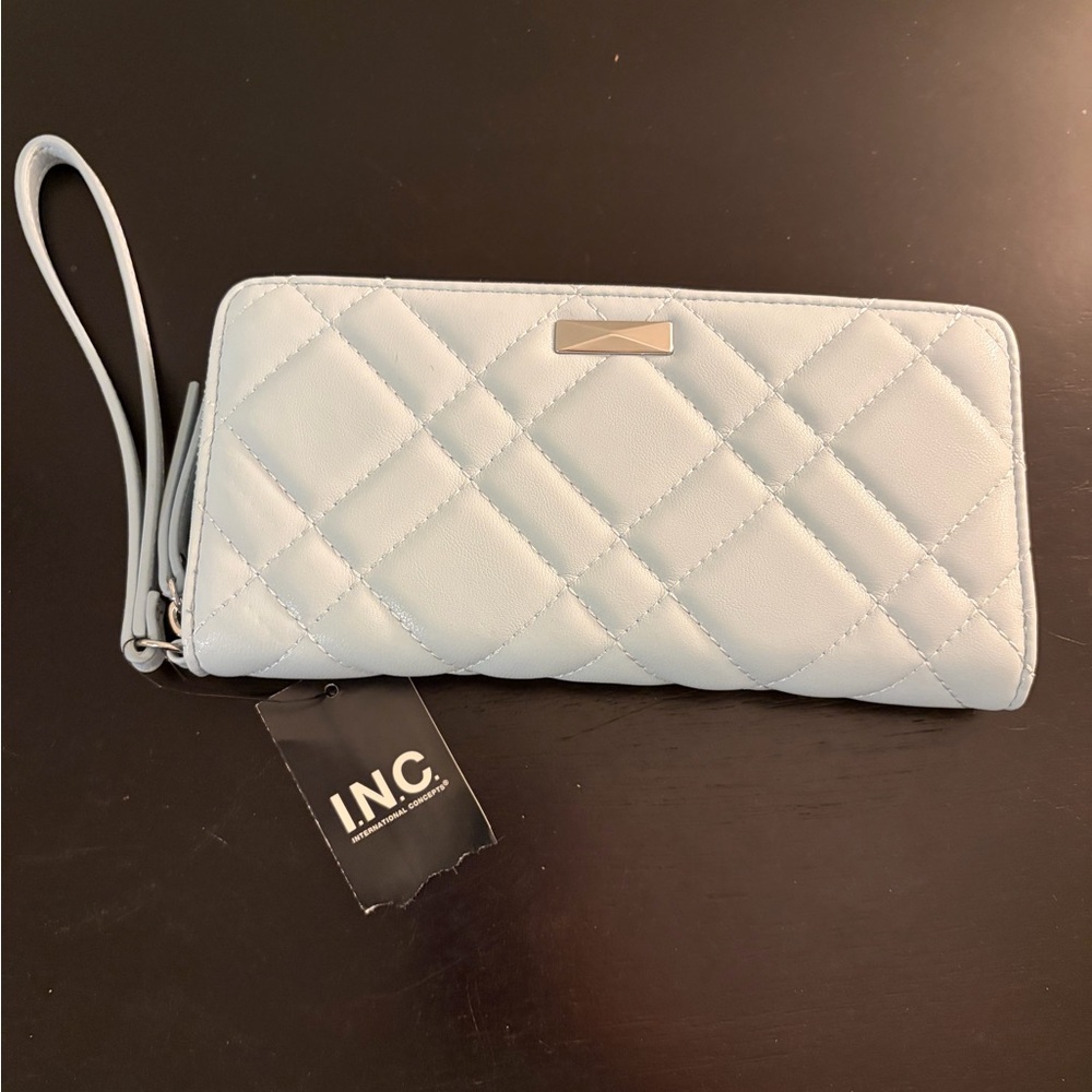 INC International Concepts Quilted Light Blue Wristlet Wallet